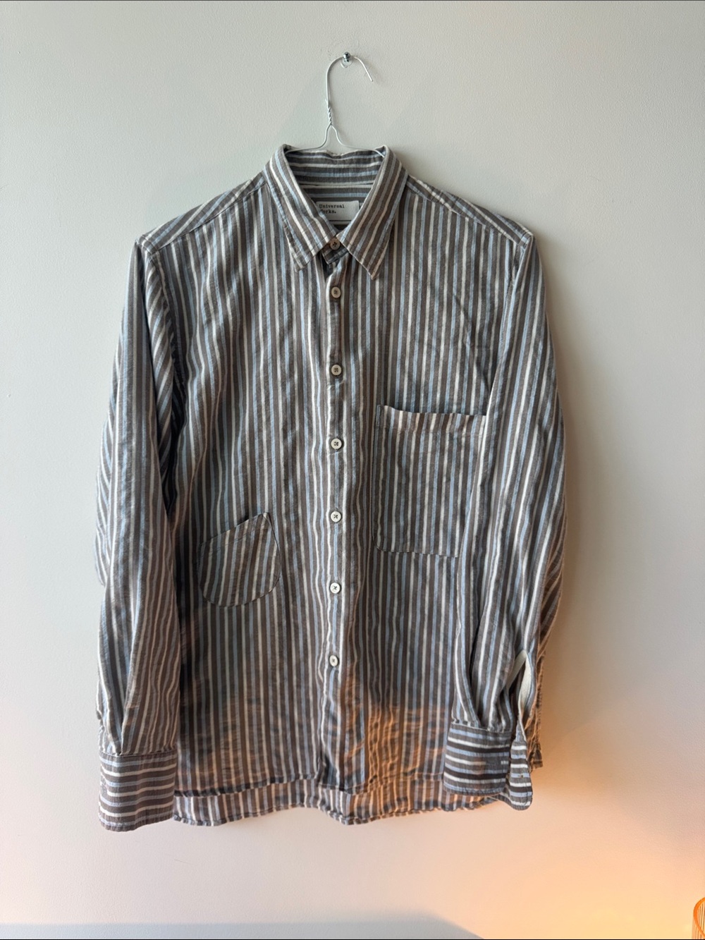 Universal Striped Button-Down Shirt - Gray & White
